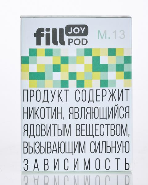 Одноразовый картридж с жидкостью для электронных систем курения fill JOY POD - Лимон Мята ( M13 ) ( 2 мл. Крепость 17 ± 3 мг )